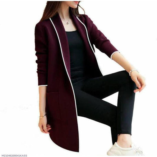 Women's Single Stitched Fleece Coat - Plain Design